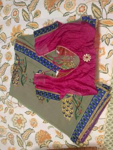 Elegant Peacock Embroidered Saree