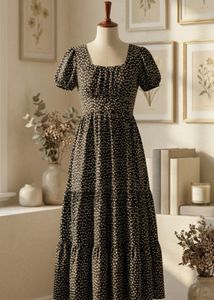 Chic Floral Flowy Black &amp; White Summer Dress