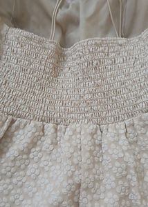 Chic Cream Textured Strappy Dress