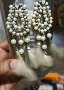White pearl earring