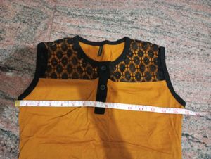 Mustard Yellow Lace Yoke Top