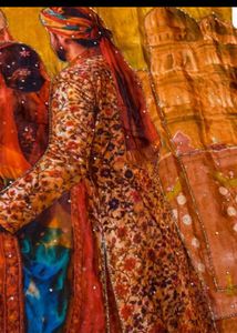 Vibrant Yellow suit  with Traditional Print