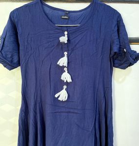 Elegant Navy Blue Kurta with Tassels