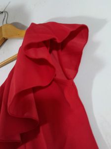 Red One Shoulder Dress For Girl's