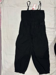 Black Smocked Jumpsuit