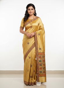 Beautiful Golden Colour Designer Saree New