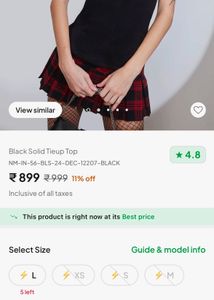 Newme Black Solid Tieup Top