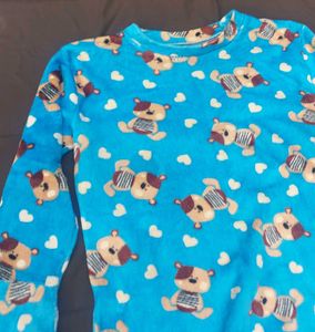 Cute Blue Teddy Bear Print Top