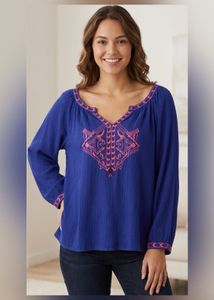 Embroidered Blue Kurta Top