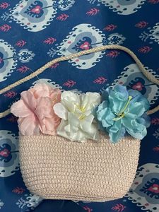 Cute Floral Straw Crossbody Bag