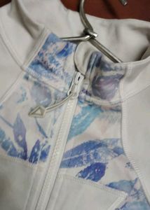 White Floral Zip-Up Jacket