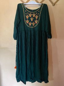 Embroidered Green Anarkali Kurta