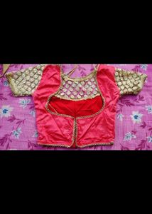 Designer Pink &amp; Gold Lace Blouse