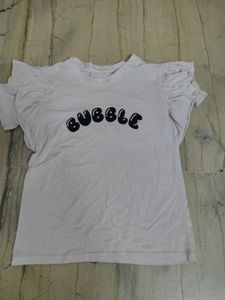 White Bubble Print Puff Sleeve T-Shirt