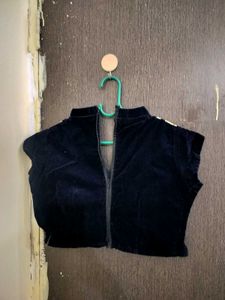 Embroidered Velvet Blouse