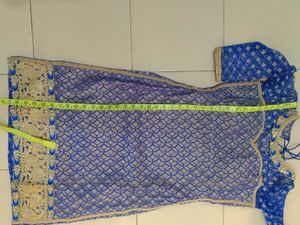 Elegant Blue Kurta with Intricate Gold Embellishme
