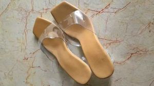 Clear Block Heel Mules