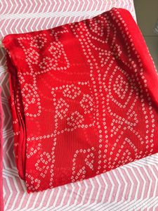 Vibrant Red Bandhani Saree.. Kota