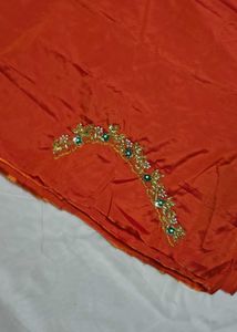 Embroidered Orange Silk maggam blouse