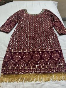 Embroidered Kurta with Tassel Hem