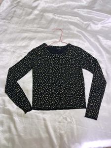 Cute Black &amp; White Floral Long Sleeve Top