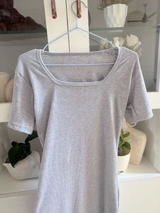 Grey Square Neck long dress