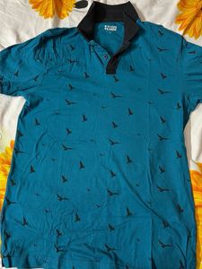 Hear and Now- Men's Teal Bird Print Polo T-Shirt