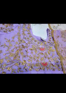 Elegant Lavender Embroidered Gown with dupatta