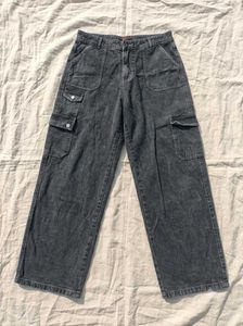 Womens Grey Cargo Jeans