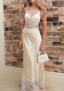 Cream Lace Overlay Maxi Dress