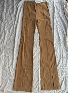 New With Tag Beige Stylish Split Hem Trousers