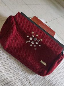 Chic Red Studded Clutch