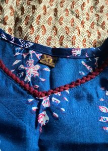 Elegant Blue Block Print Kurta Set