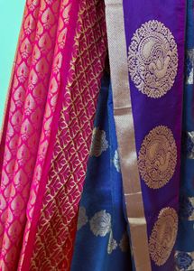Vibrant Rani Pink-Blue saree
