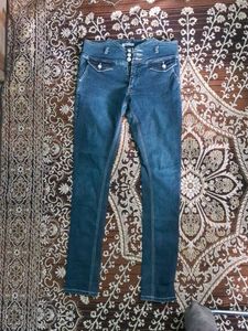 High Waisted Blue Denim Jeans
