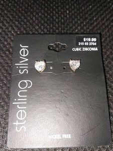 Sterling Silver Cubic Zirconia Heart Earrings