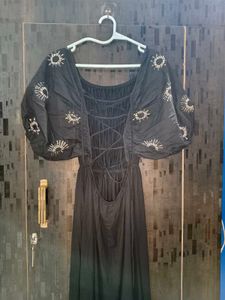 Embellished Blackless Maxi Dress