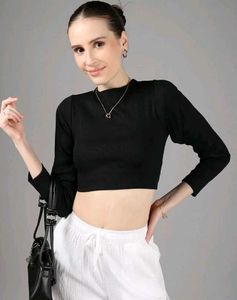 Shein Fitted Full Sleeve Open Back Tie-Up Ribbed