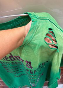 Distressed Ombre Green T-Shirt