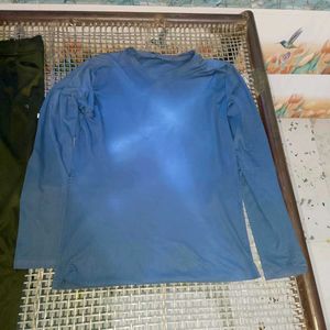 Men's Blue Long Sleeve Top and Black Pants
