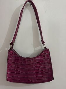 Stylish Purple Croc Embossed Bag