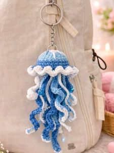 Crochet Jellyfish Keychain Set (Blue &amp; Pink)💖☺️🧸