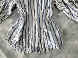Blue and White Striped Relaxed Fit Tunic