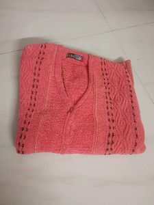 Coral wool Cardigan Sweater