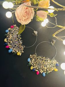 Meenakari work Chandbali earrings