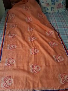 Peach Embroidered Saree