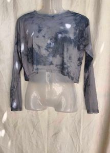 15254. Tie-Dye Mesh Long Sleeve Top