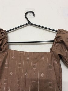 Brown Puff Sleeve Dress