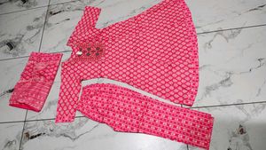 Pink Printed Kurta Set with Dupatta XXL