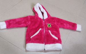 Cozy Pink Fuzzy Hoodie with Cute Frog Patch